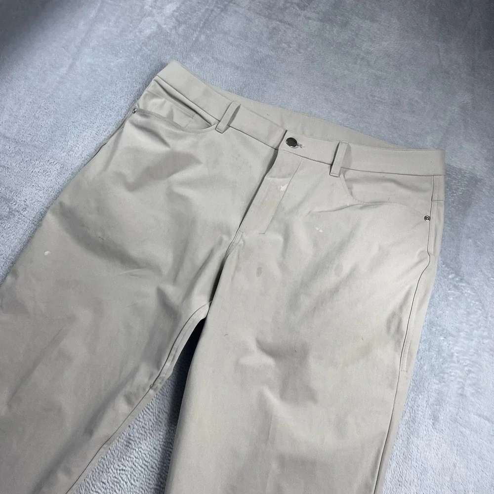 Lululemon ABC Pants Mens 35 Beige Classic 5-Pocket Chino Warpstreme LM5AQ9S‎